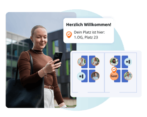 Das desk.ly Besuchermanagement benachrichtigt Gäste automatisch, wann und wo für sie ein Platz gebucht wurde.