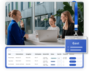 Das Visitor Dashboard von desk.ly zeigt dem Empfangsteam eine zentrale Übersicht aller Besuche samt Ansprechperson und Ankunftsstatus.